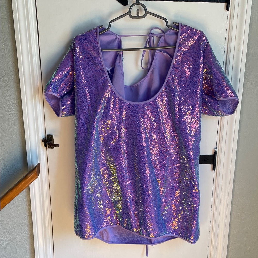 Purple Sequin Tshirt Dress